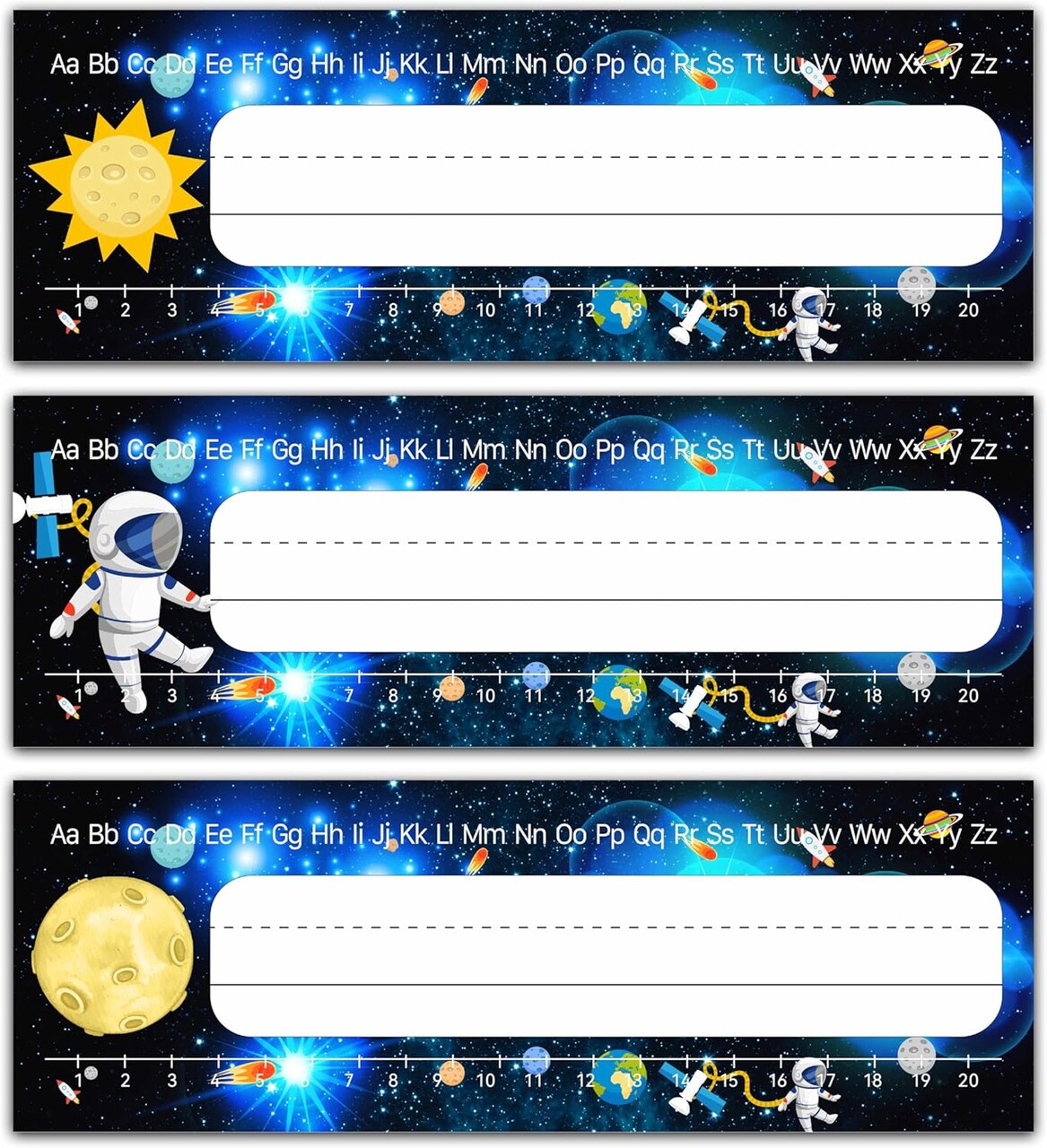 Solar System Galaxy Rocket Ship Number Line Name Tags for Kids